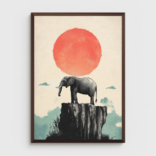 Olifant op rots Dier Natuur Natuurbeeld Esthetisch Poster