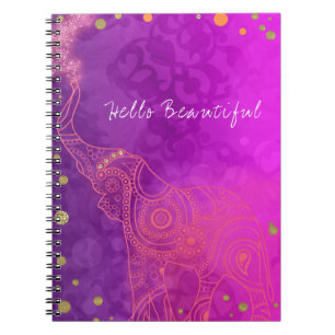Olifant Paars Roze Oranje & Goud Aangepaste Chic Notitieboek