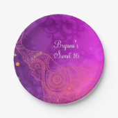 Olifant Paarse Roze Sinaasappel & Goud Custom Part Papieren Bordje (Voorkant)