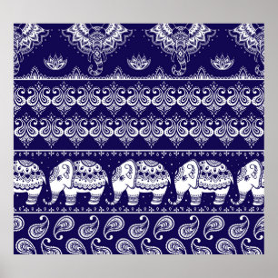 Olifant, paisley: tribal patroon. poster