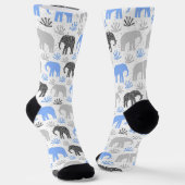 Olifant patroon grijs blauwe glitters sokken (Gebogen)