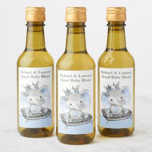 Olifant Prins Baby Shower Mini Wijnlabels Wijn Etiket