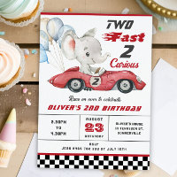 Olifant Rode Race Auto Twee Snelle 2e Verjaardag