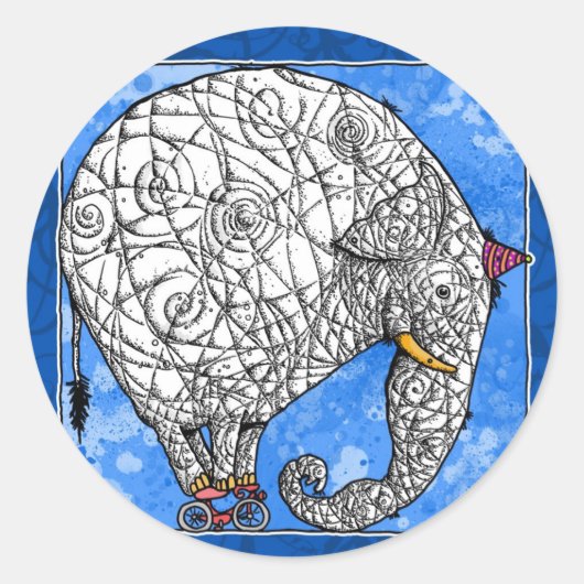 olifant ronde sticker (Voorkant)