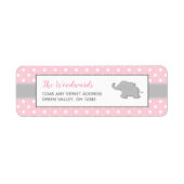 Olifant Roze Grijs Stippen Meisje Baby Shower Etiket (Voorkant)
