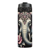 Olifant: roze lotus, bloemenkop thermosbeker (Voorkant)