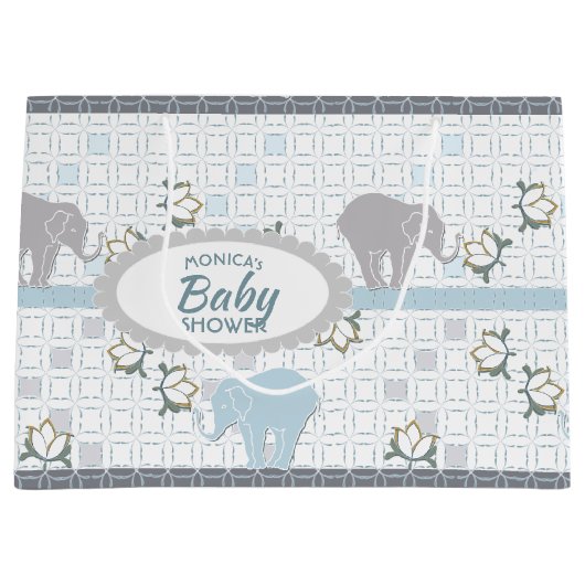 Olifant Safari Blauw | BABY SHOWER Groot Cadeauzakje (Voorkant)