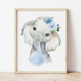 Olifant, Safari, Blauwe Bubble Gum, Jongens Slaapk Poster