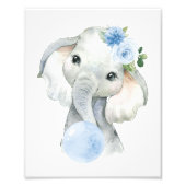 Olifant, Safari, Blauwe Bubble Gum, Jongenskwekeri Foto Afdruk (Voorkant)