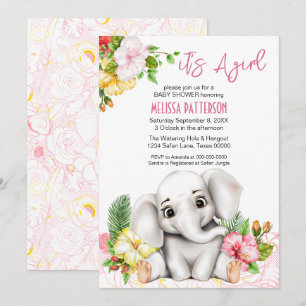 Olifant Safari Tropisch Oerwoud Baby shower Kaart