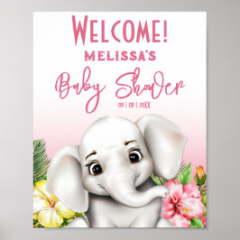 Olifant Safari Tropisch Oerwoud Baby shower Poster