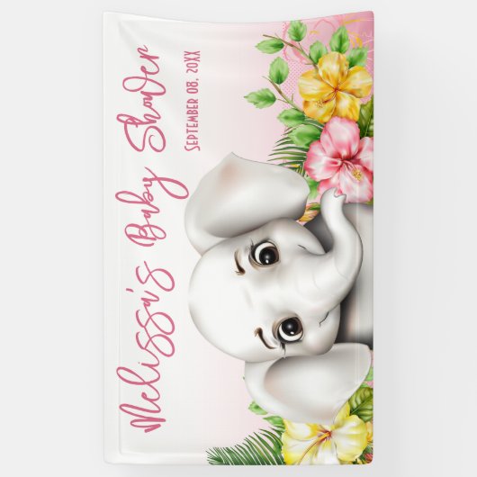Olifant Safari Tropisch Oerwoud Baby shower Spandoek (Verticaal)