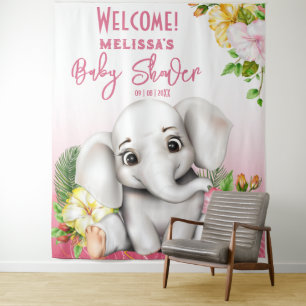 Olifant Safari Tropisch Oerwoud Baby shower Wandkleed