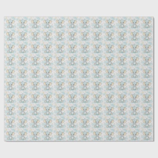 Olifant Schattige Baby pastel Waterverf Patroon Cadeaupapier (Vlak)