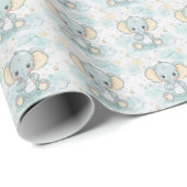 Olifant Schattige Baby pastel Waterverf Patroon Cadeaupapier (Rol Hoek)