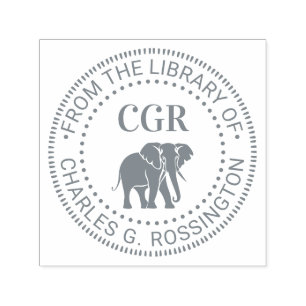 Olifant Silhouet Bibliotheek Boek Naam Initiaal Zelfinktende Stempel