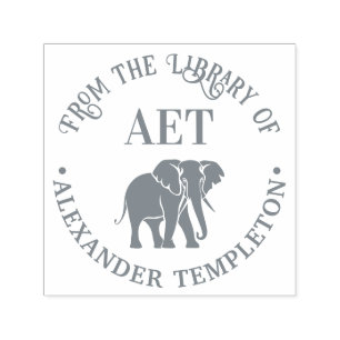 Olifant Silhouet Bibliotheek Boek Naam Initialen # Zelfinktende Stempel