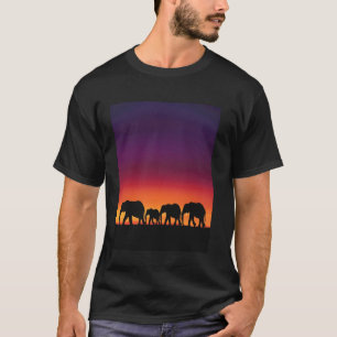 Olifant Silhouet Zonsondergang Wilde Dieren Kunst T-shirt