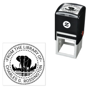 Olifant Staande Silhouet Bibliotheek Boek Naam Zelfinktende Stempel