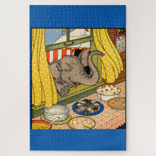 olifant steekt zijn hoofd door het raam legpuzzel