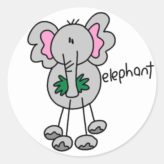 Olifant Stick Figuur Stickers Sticker (Voorkant)