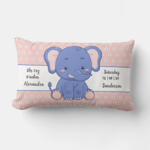Olifant Stippen Grijs Roze Baby Statistieken Kussen