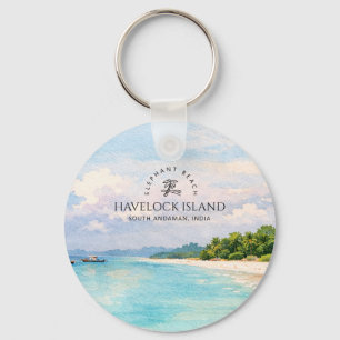 Olifant Strand Aquarel – Andaman Aandenken Cadeau Sleutelhanger