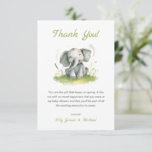 Olifant Theme Baby shower Dank je kaart