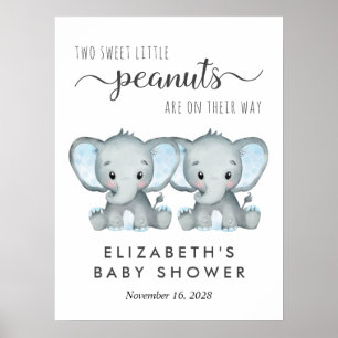 Olifant Twee Jongens Baby Shower Welkom Poster