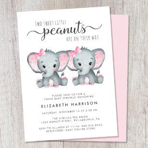Olifant Tweeling Meisjes Baby Shower Kaart