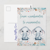 Olifant Tweeling Verjaardag Briefkaart (Voorkant / Achterkant)