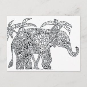 Olifant tweezijdig volwassen kleuren briefkaart ca