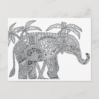 Olifant tweezijdig volwassen kleuren briefkaart ca