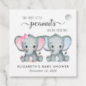 Olifant Twin Baby Meisje Jongen Douche Dank u Bedankjes Labels (Achterkant)