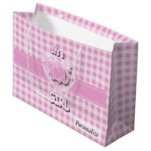 Olifant van het Baby van de Plaid van het baby de Large Cadeauzakje