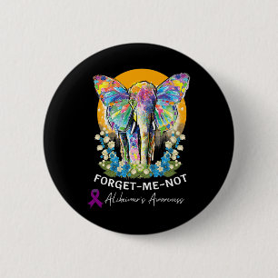 Olifant Vergeet-me-niet Heimer's Awareness Ronde Button 5,7 Cm