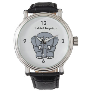 Olifant vergeten grappige grap Cartoon niet Horloge