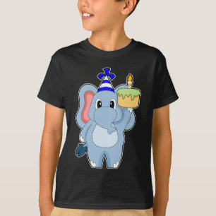 Olifant verjaardag kaars taart t-shirt