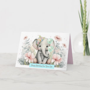 Olifant verjaardag Kaart voor een jaar oud kind
