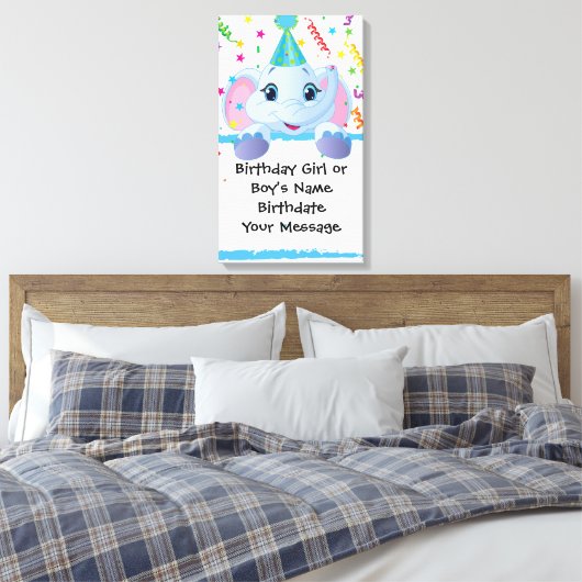 Olifant verjaardag Memento Canvas Afdruk (Insitu (Slaapkamer))