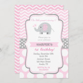 Olifant verjaardagsfeestje uitnodigingen (Voorkant / Achterkant)