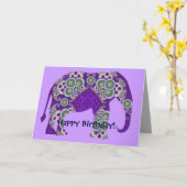 Olifant verjaardagskaart kaart (Gele Bloem)