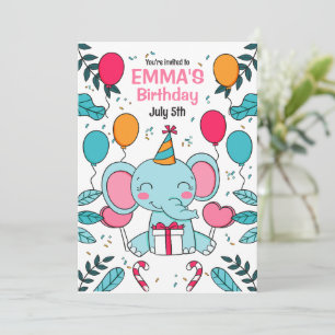 Olifant verjaardagsuitnodiging, Jungle Animals  Kaart