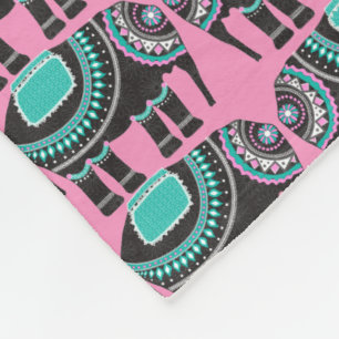 Olifant Versierd op Roze, Schattig Leuk Fleece Deken