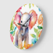 Olifant Vibrant Waterverf Grote Klok (Hoek)