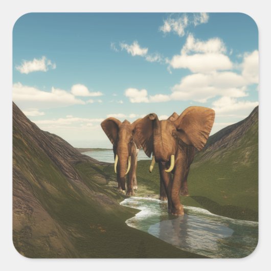 Olifant Vierkante Sticker (Voorkant)
