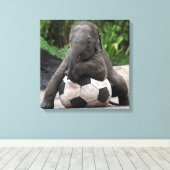 Olifant Voetbal Wrapped Canvas Print (Insitu (Houten vloer))