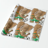Olifant Voetballer Grappig Sportdier Cadeaupapier (Uitgerold)