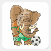 Olifant Voetballer Grappig Sportdier Vierkante Sticker (Voorkant)