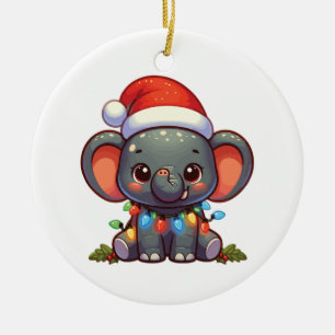 Olifant Vrolijk Kerstmis Winter Dieren Olifanten Keramisch Ornament
